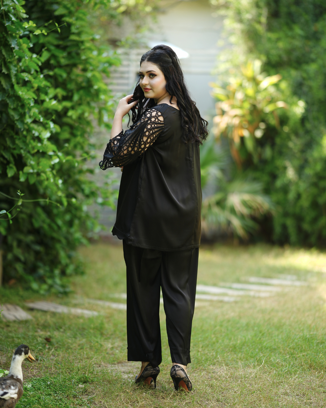 Midnight Lattice Silk Co-Ord Set