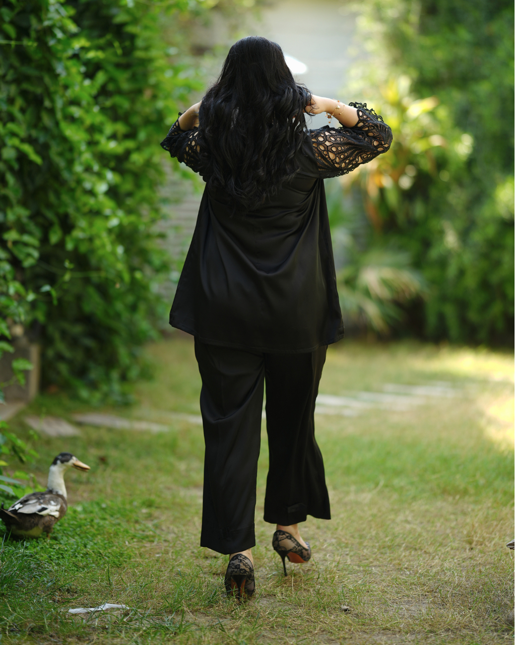 Midnight Lattice Silk Co-Ord Set