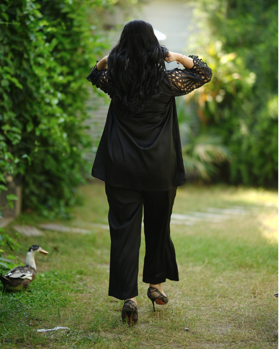 Midnight Lattice Silk Co-Ord Set