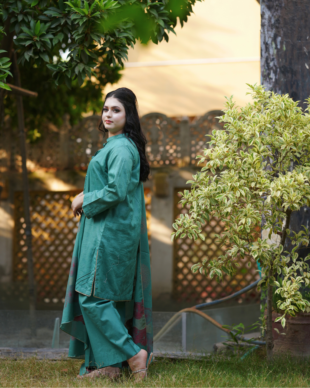 Teal Blossom 3-Piece Printed Lawn.