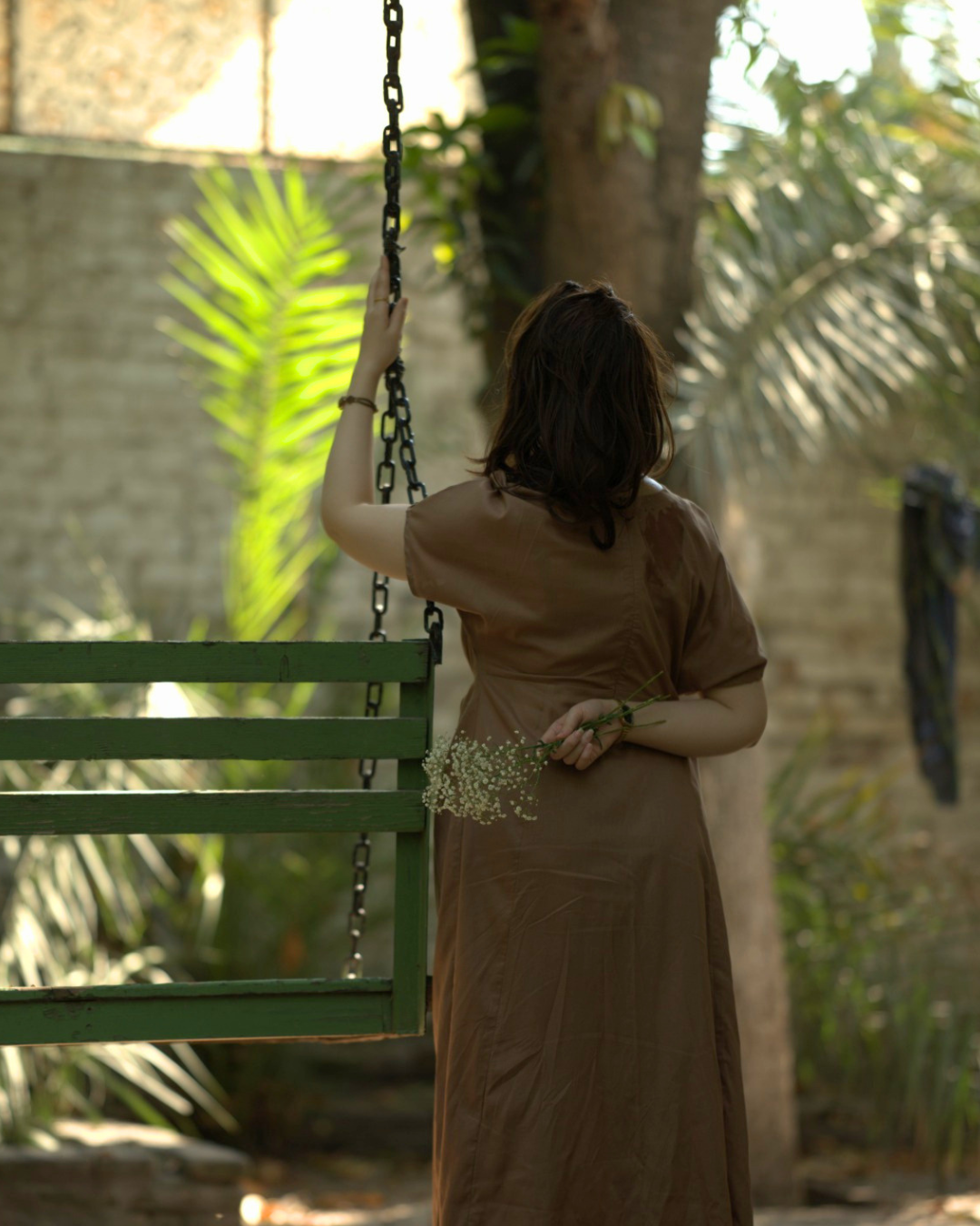 Earthy Elegance Box-Pleated Frock.