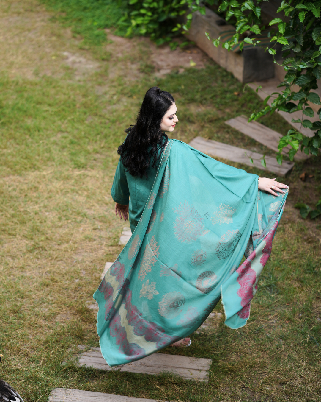 Teal Blossom 3-Piece Printed Lawn.