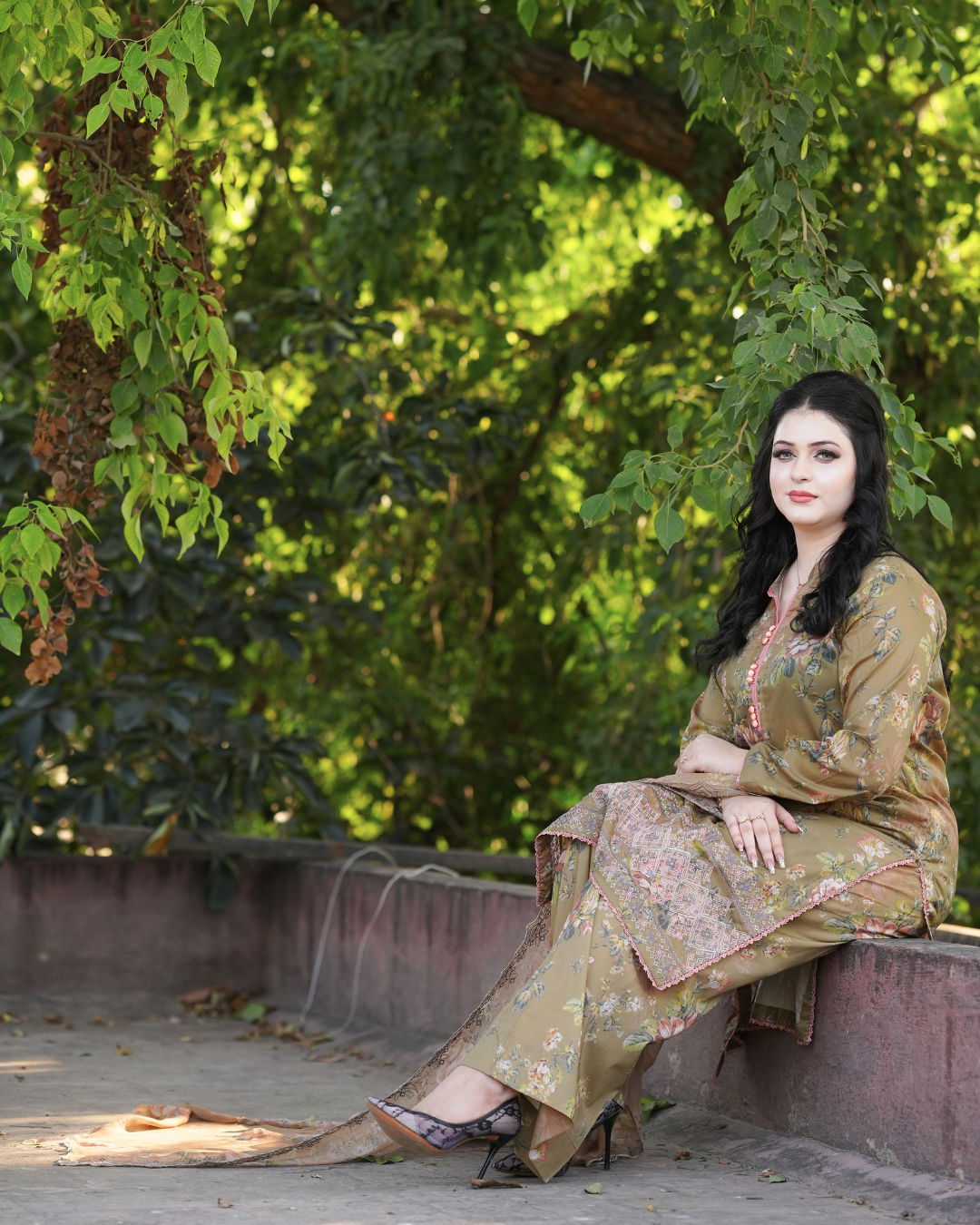 Olive Bloom Printed Suit.