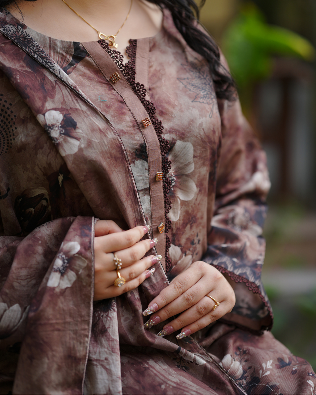 Cocoa Blossom 3-Piece Printed Lawn.