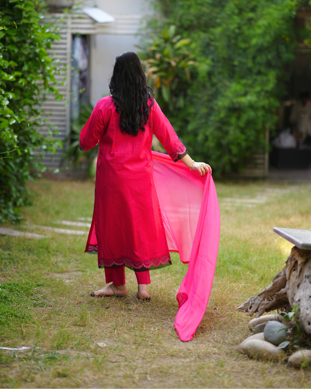 Magenta Blossom Lawn Suit.