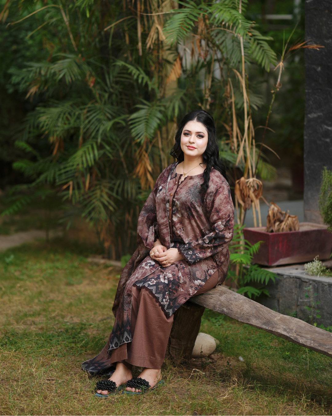 Cocoa Blossom 3-Piece Printed Lawn.