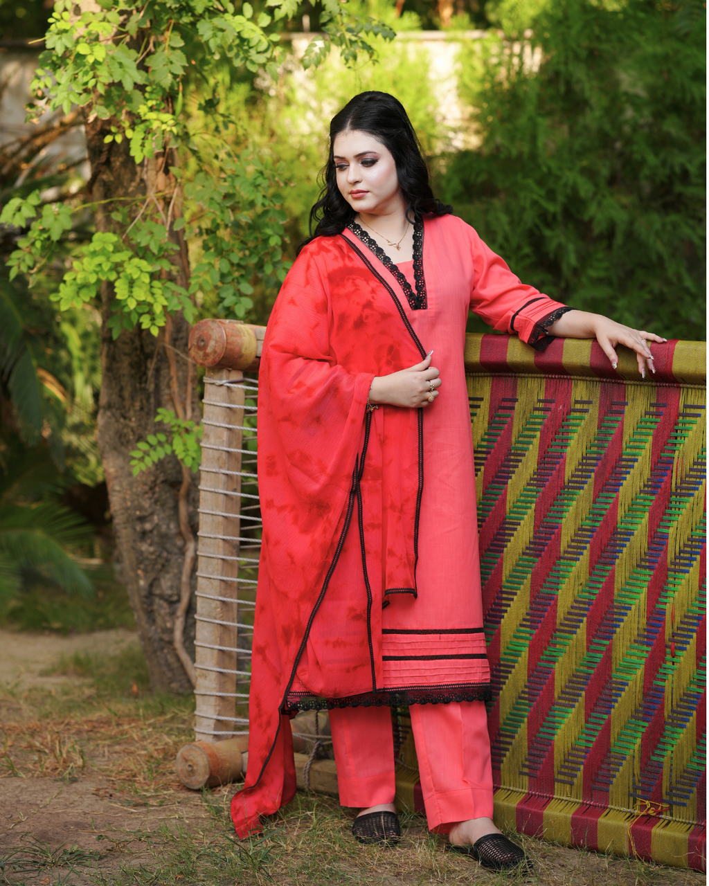 Coral Crush Pintuck Suit.