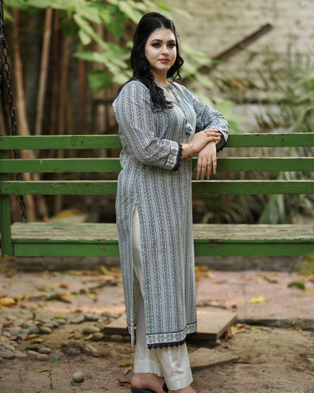 Slate Noir 3-Piece Printed Lawn Suit.