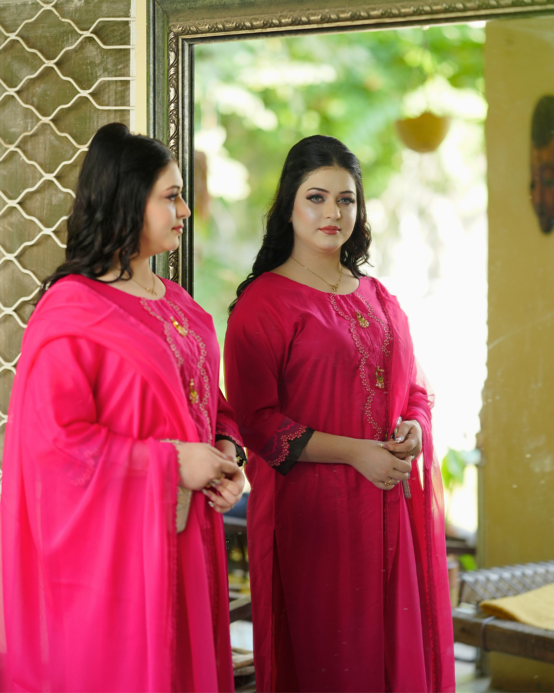 Magenta Blossom Lawn Suit.